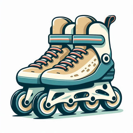Retro roller skates isolated on a white background. Vector illustration.のイラスト素材