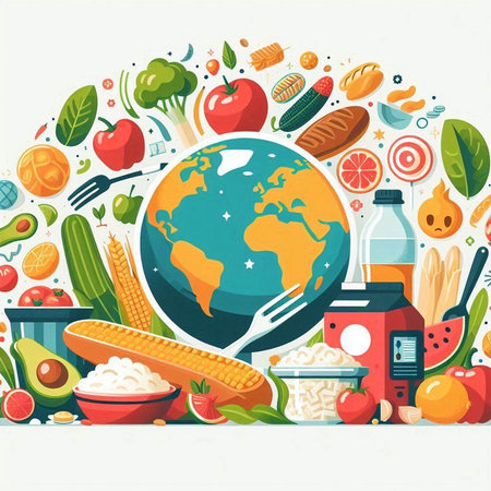 Vector illustration of World Vegan Day. Concept of healthy eating, vegetarianism.のイラスト素材