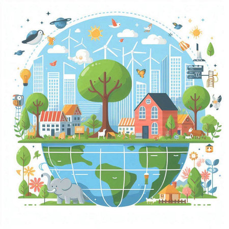 Ecology concept. World environment day. Vector illustration in flat styleのイラスト素材