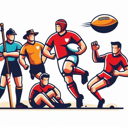 Rugby players action cartoon graphic vector. Sport illustration concept.のイラスト素材