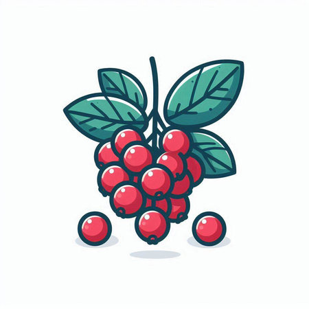 Cranberry vector illustration. Cute berry isolated on white background.のイラスト素材