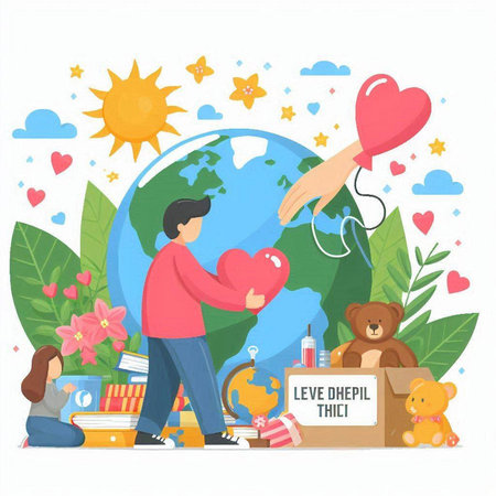 Flat design vector illustration concept of world health day, save the planet.のイラスト素材