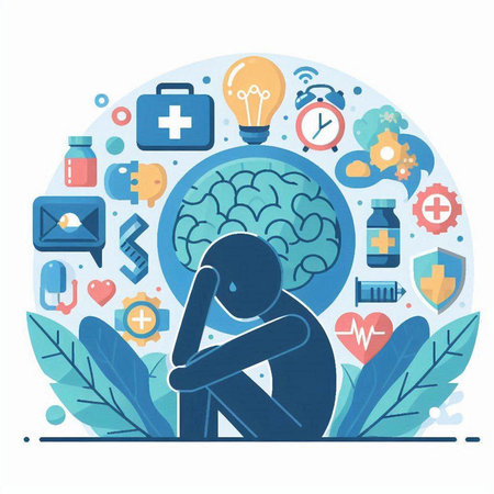 Concept of mental health and medicine. Vector illustration in flat styleのイラスト素材