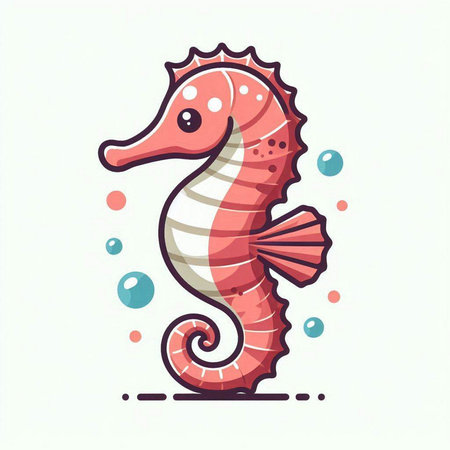 Seahorse. Sea life. Vector illustration in flat style.のイラスト素材
