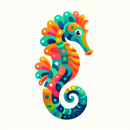 Hippocampus. Colorful sea horse. Vector illustration.のイラスト素材