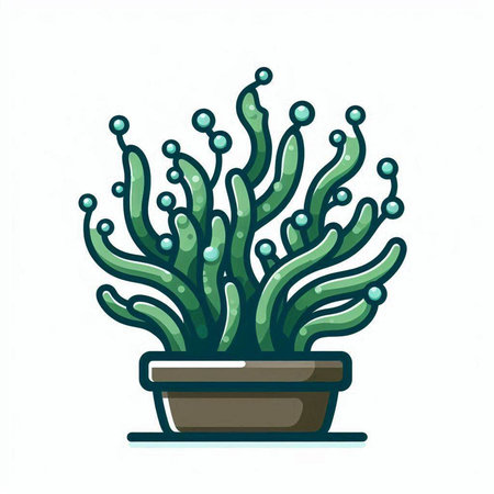 Coral in a pot on a white background. Vector illustration.のイラスト素材