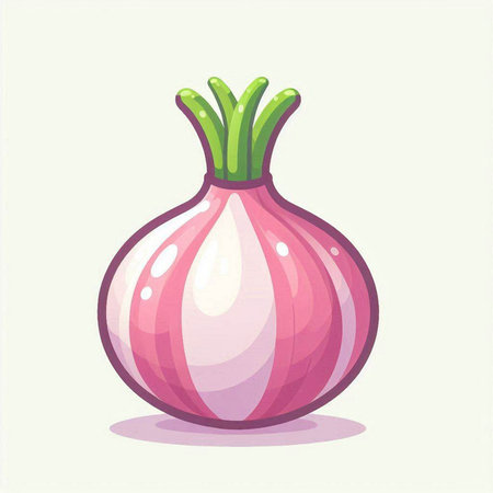 Illustration of a pink onion on a white background, vector illustrationのイラスト素材
