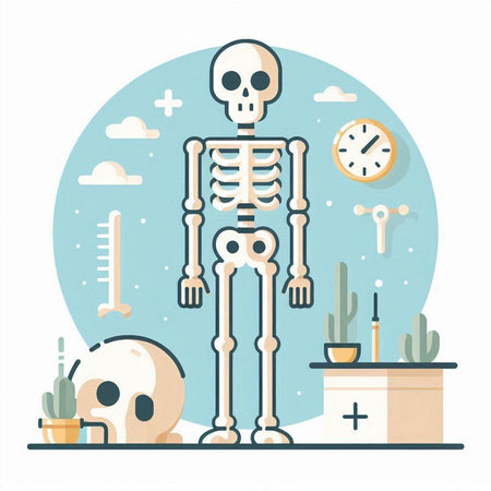 Human skeleton in flat style. Vector illustration for halloween.のイラスト素材