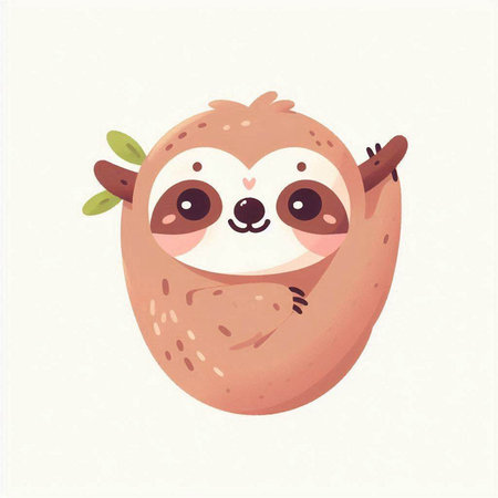 Cute sloth. Hand drawn vector illustration in cartoon style.のイラスト素材