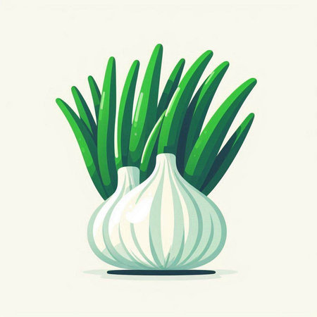 Vector illustration of a green onion in a vase on a white backgroundのイラスト素材