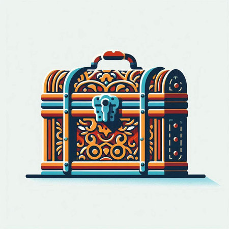 Treasure chest. Vector illustration in retro style for your design.のイラスト素材