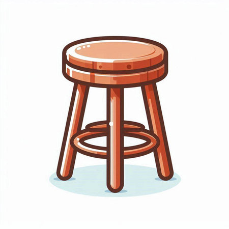Wooden stool. Isolated on white background. Vector illustration.のイラスト素材