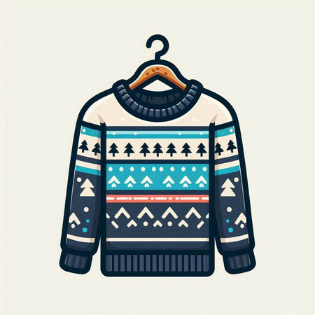 Vector illustration of a sweater with a pattern in the Scandinavian style.のイラスト素材