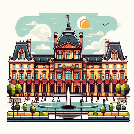Bucharest, Romania. City hall building. Vector illustration.のイラスト素材