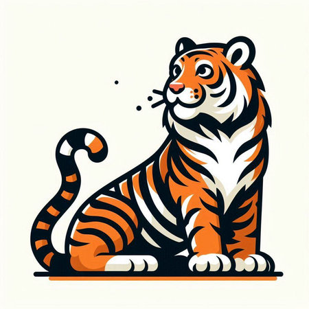 Illustration of a tiger on a white background. Vector illustration.のイラスト素材