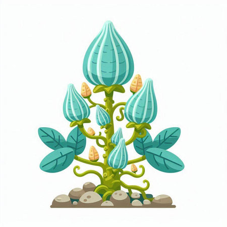 Illustration of a green plant isolated on a white background - vectorのイラスト素材