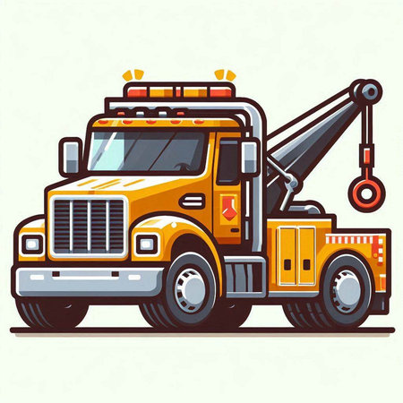 Truck with crane. Vector illustration of a truck with crane.のイラスト素材