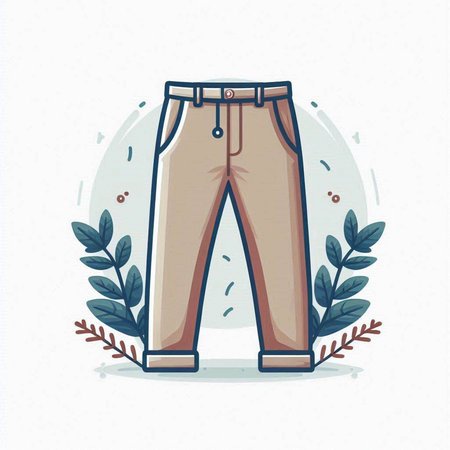 Men's pants with leaves. Vector illustration in a flat style.のイラスト素材