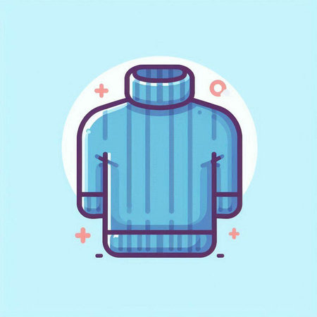 Winter sweater. Vector illustration in a flat style on a blue background.のイラスト素材