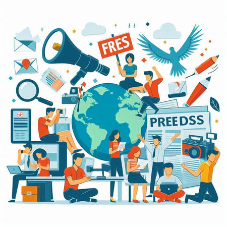 People around the world. Vector illustration in flat cartoon style. The concept of social media.のイラスト素材