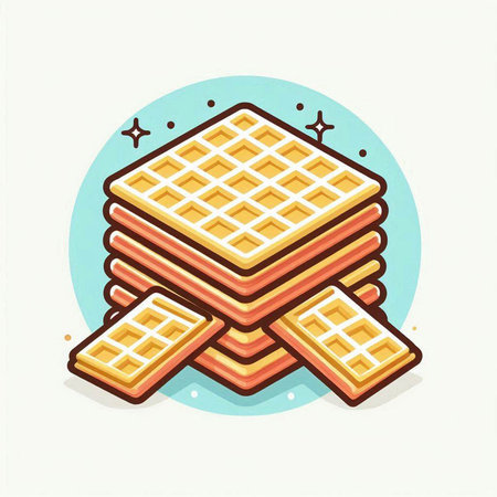 Vector illustration of a stack of waffles on a white background.のイラスト素材