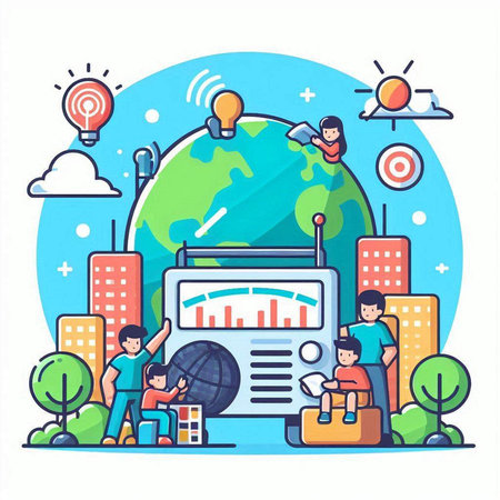 Global communication concept. Flat design modern vector illustration concept for website and mobile website development.のイラスト素材