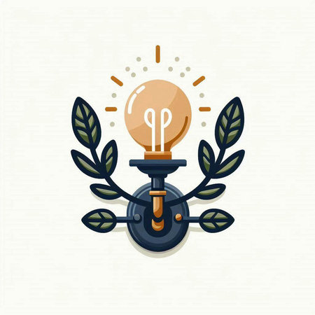 Light bulb and laurel wreath icon, vector illustration in flat styleのイラスト素材