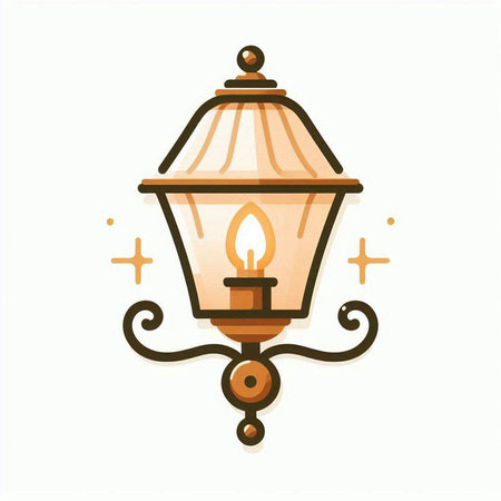 Lantern icon. Vector illustration of a vintage lamp. Isolated on white background.のイラスト素材