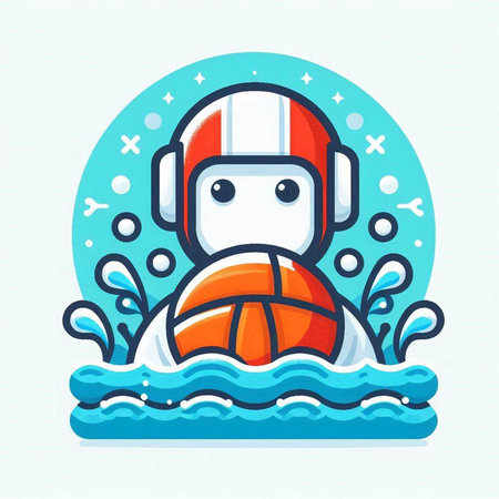 Basketball player with ball in water. Vector flat cartoon illustration.のイラスト素材