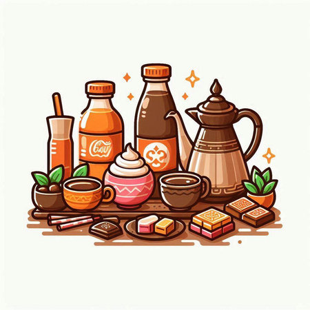 Coffee shop set. Vector illustration of coffee shop elements.のイラスト素材