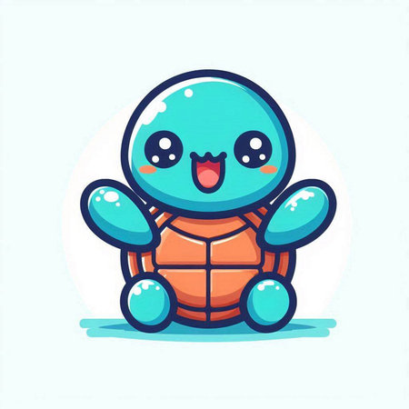 Cute cartoon turtle. Kawaii animal character. Vector illustration.のイラスト素材