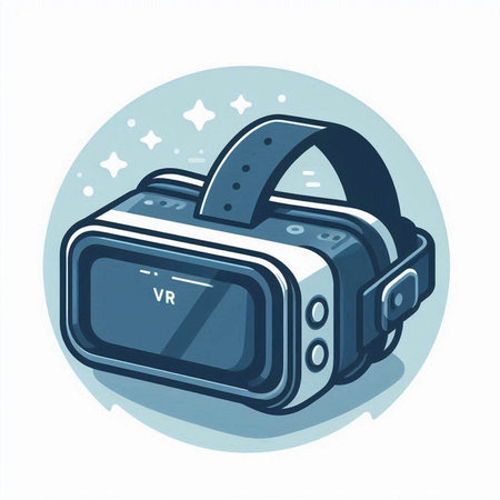 Virtual reality glasses. Vector illustration of a virtual reality vr device.のイラスト素材