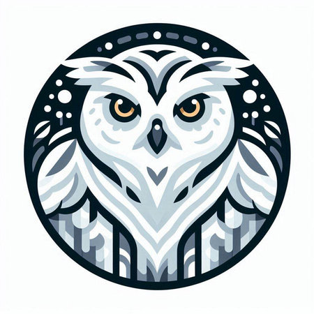 Owl head in the circle. Vector illustration of owl head.のイラスト素材