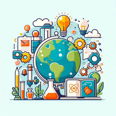 Flat design modern vector illustration concept of education, science and technology.のイラスト素材