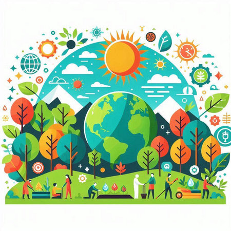 Ecology concept, save the planet, save the earth vector illustrationのイラスト素材