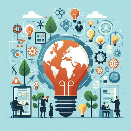 Flat design modern vector illustration concept of creative thinking and innovative solutions.のイラスト素材