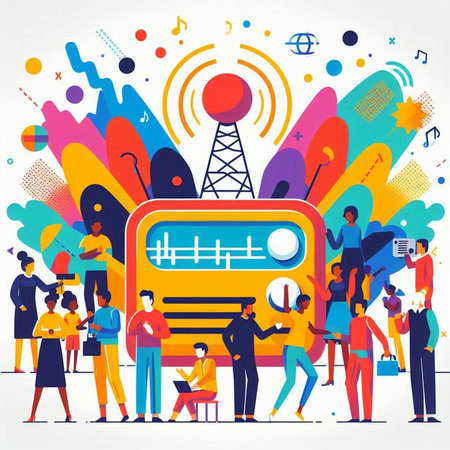 Communication concept. Flat vector illustration of people working in creative office.のイラスト素材