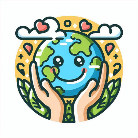 World Environment Day. Vector illustration of hands holding the planet earth.のイラスト素材
