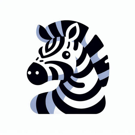 Zebra zebra icon in paper cut style. Vector illustration.のイラスト素材