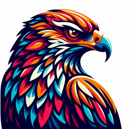 Eagle head with colorful pattern on white background. Vector illustration.のイラスト素材