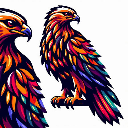 Eagle and hawk. Vector illustration of an eagle on a white background.のイラスト素材