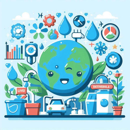 Ecology concept. Save the world. Vector illustration in flat styleのイラスト素材