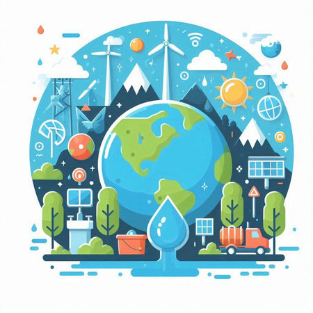 Ecology concept, save the world, save the planet, vector illustrationのイラスト素材