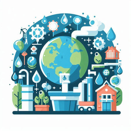 Ecology concept. Save the planet and save water. Vector illustrationのイラスト素材