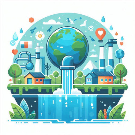 Save the Earth concept. Flat design vector illustration. World Environment Day. Save the Planet.のイラスト素材