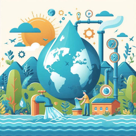 Save the planet concept. Save water concept. Environment protection. Vector illustrationのイラスト素材