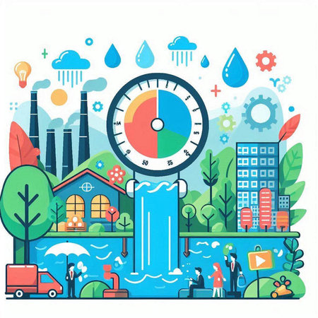 Flat design vector illustration concept of climate change, environment pollution, climate change.のイラスト素材