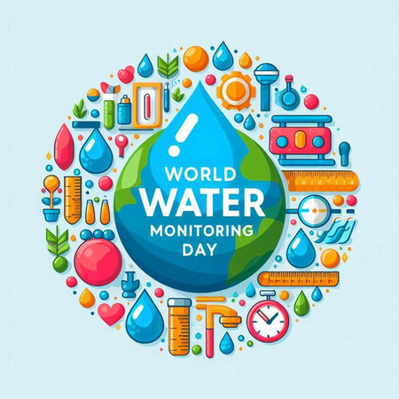 World water day poster with water drop and icons in circle shape vector illustrationのイラスト素材