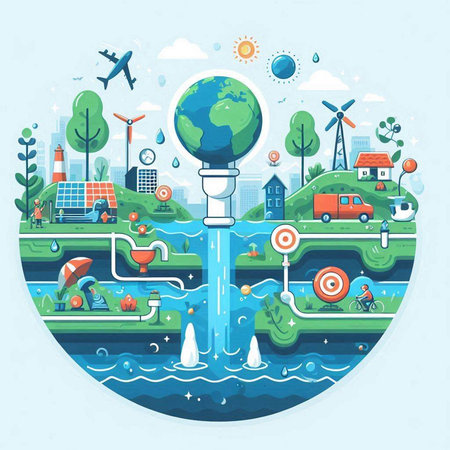 Vector illustration in flat style on the theme of environmental protection and ecology.のイラスト素材