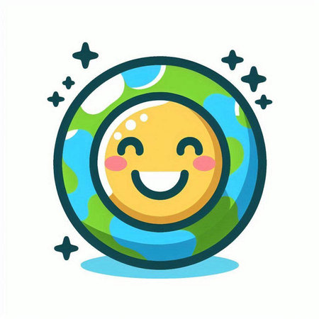 Cute cartoon vector illustration. Cute kawaii planet character.のイラスト素材